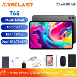 TECLAST T65 Pad Table Unisoc T7280 26GB RAM (6GB+20GB) 128GB ROM 120Hz Display Android 16 8000mAh WiFi 4G LTE Global version