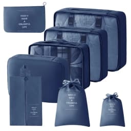 8Pcs Travel Organizer Set Portable Folding Suitcase Packing Cubes for Clothes Shoes Tidy Pouch Luggage Storage Bags
