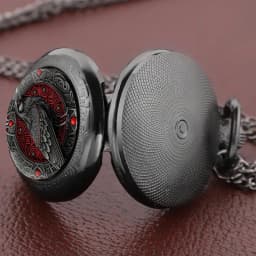 Gothic Black Raven Patterns Vintage Quartz Pocket Watch Arabic Dial Fob Watch Pendant Clock Gift for Men Women Reloj De Bolsillo