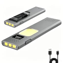 Portable Magnetic Flashlight with Clip,Ultra-Slim LED Work Light, USB-C Rechargeable, 4 Light Modes with Red Warning Light