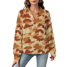 Betawoo Checkered Premium Casual Long Sleeve V-Neck Sweatshirt For Women