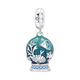 Blue Charm 925 Sterling Silver Ocean Pearls Betta Fish Pendant Birthday Party Gift for Women Bracelet Necklace DIY Beads Jewelry