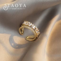 2025 New Exquisite Irregular Zircon Gold Color Open Rings Korean Fashion Jewelry For Women's Wedding Party Luxury Accessories