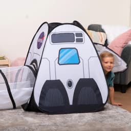 Joyfy Rocket Ship Play Tents Set Pop up Play house with Tunnel 3-Piece Play Tent for Kids Pretend Play Birthday Gift
