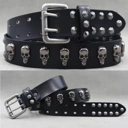 Designer Brand Belt Men Rivet Real Leather Pin Belt Male Black Rock Genuine Leather Cowhide Luxury Punk Belt Jeans