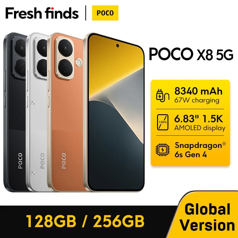 【World Premiere】POCO X8 5G Smartphone Global Version 8340mAh battery 67W HyperCharge Snapdragon® 6s Gen 4 6.83" 1.5K Display NFC
