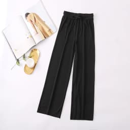 Women Long Pants Spring Summer Straight Long Elastic Waist Wide Leg women long trousers Casual Soft Knitted Pants