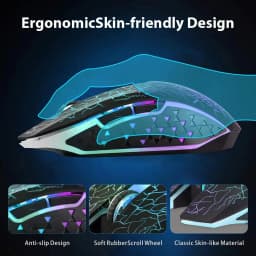 KEBIDUMEI Bluetooth 5.2 Mouse RGB 2.4G Wireless Mouse Dual-Mode Gaming Mouse 6 Buttons Silent Mouse For Laptops Computer