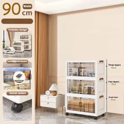 Heavy Duty Foldable Storage Cabinet with Wheels – Multi-layer Baby Wardrobe & Toy Organizer for Bedroom, Space-Saving for Kids