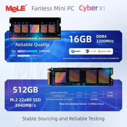 MeLE Cyber X1 Mini PC N150 Fanless PC 8GB 16GB 128GB 256GB 512GB 2.4/5G Wi-Fi, Full-Functional USB-C, 4K Triple Display Desktop