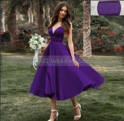 Customized Short Wedding Dress Spaghetti Straps V Neck Sexy Wedding Gowns Satin A Line Tea Length Simple Bridal Dresses Midi