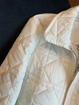 White Small Fragrance Style Collared Diamond Pattern Cotton Jacket Women's Autumn Winter New Style Slim Fit Lightweight Cotto...