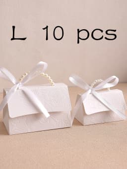 10-Pack of Stylish Embossed Gift Boxes, Available in Various Colors, with Satin Ribbon and Faux Pearl Handles, Embossed Floral Candy Boxes, Suitable for Various Occasions Mother's Day, Father's Day, Graduation Season, Wedding, Halloween, Christmas, Birthday Mini Packaging Bags