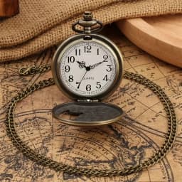 Vintage Bronze Exquisite Cool Wolf Carved Quartz Pocket Watch Necklace Watch Pendant Pocket Watch Unisex Timepiece