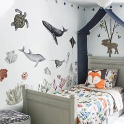 Kids Rooms Decoration Underwater World Theme Whale Dolphin Shell Sea Animals DIY Composable Decal Self Adhesive Wall Stickers