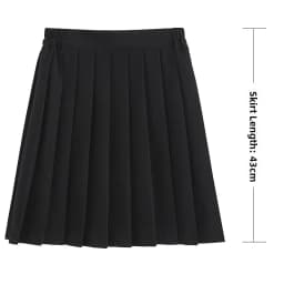 Black Midi Pleated Skirt Student Uniform Style JK Skirt Elastic Waist Polyester Fiber Casual Wear Summer Season