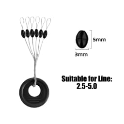 PRO BEROS 60Pcs 10Set Black Rubber Space Beans Oval Stopper Fishing Bobber Float Catfish Flotador Fishing Float Folat Line Stops