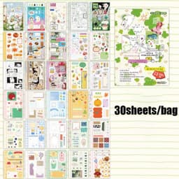 30 Sheets Kawaii M5 Sticker Book, Cute Cartoon Stickers for Planner Journal Phone Case Notebook Dairy Card Decoration, Mr. Paper