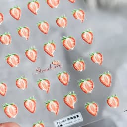 Lovely Red Fruit Strawberry Cherry Bowknot Love Heart Star Silk Ribbon 5D Nail Art Stickers Chic Self Adhesive Manicure Decal