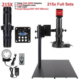 13MP HDMI USB 60FPS Monocular Video Microscope Sets HDMI VGA Digital Camera 130X/150X/215X C mount Lens For Repair Phone Solder