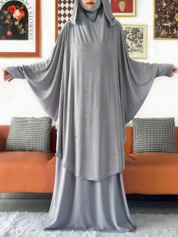 Two Piece Set Jilbab Prayer Clothes Muslim Abaya Set Women Prayer Garment Dress Hijab Long Khimar Skirt Sets Islamic Ramadan
