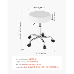 SucceBuy Rolling Stool w/ Wheels 450LBS Weight Capacity Round Rolling Stool Chair Height Adjustable for Salon Spa Tattoo Clinic
