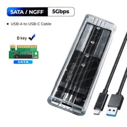 M2 SSD Case NVME SATA SSD Enclosure USB A to C Transparent 10Gbps Solid State Drive External Adapter Support UASP for M/M+B Key
