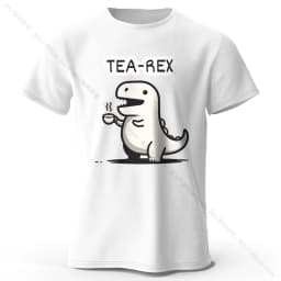 Men's Tea-Rex Dinosaur Printed 100% Cotton T-Shirt, Soft & Breathable Round Neck Short Sleeve Tee, Unisex Fun & Quirky Style