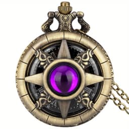 Y2K Cartoon Anime Round Pointer Quartz Watch Vintage Rhinestone Cosplay Necklace Chain Watch For Women Men Collector Gift