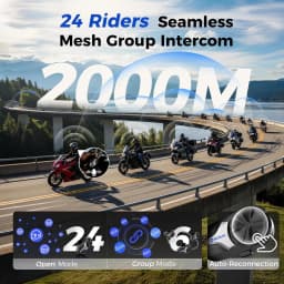Moman Motorcycle Bluetooth Helmet Headset Intercom 1000mAh MOTO Communicator 2000m Interphone for 24 Riders IP65 Waterproof