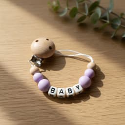 Personalized Baby Pacifier Clip Custom Name Silicone Crown Beads Heart Wooden Holder Handmade Teether Chain BPA Free Gift