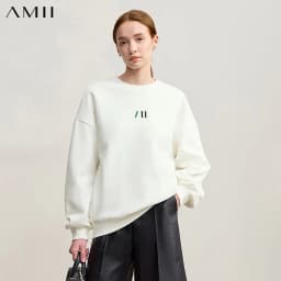Amii Sweatshirt For Woman 2026 Winter New Casual Round Neck Long Sleeve Hoodie Women Loose Warm Pullover Versatile Top 12524080
