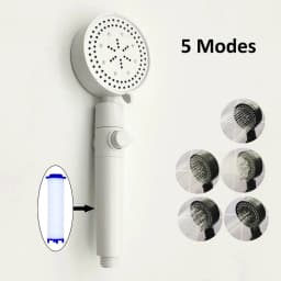 New 5 Mode Pressurized Shower Head With Filter Stop Button Water Saving Spray Nozzles Big Boost Showerhead Bathroom Accessories