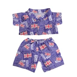 42cm Plush Bear Clothes Cartoon Print Shirt & Shorts Set, Casual Summer Outfit for 16-18 Inch Teddy Bear & Plush Dolls Toy Gift