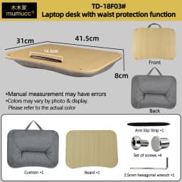 Mumucc's Laptop Desk With Lumbar Support & Accessories, Including A Detachable Tabletop, A Cushion Filled With Foam Particles