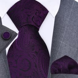 GUSLESON 8cm Blue Black Pink Men Ties Pocket Square Cufflinks Set Paisley Silk Necktie Wedding Business Gift Tie Accessories