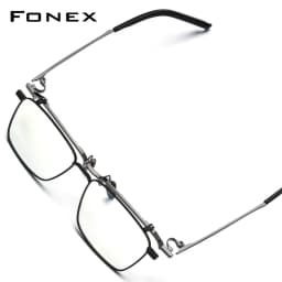 FONEX Titanium Glasses Frame Men Brand Design Flip Square Eyeglasses Frame Flip-up High Quality Japanese Ultralight Eyewear 401T