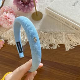 Spring New Sponge Headband for Women Elegant Gold Label Blue Wide Brimmed Hair Band Fashion Girl Face Wash Hair Hoop