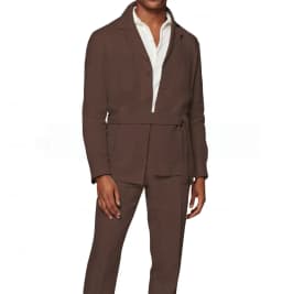 New 2 Pieces Linen Men's Suits With Belt Tuxedo Summer Casual Style Groomsmen For Wedding(Blazer+Pants)