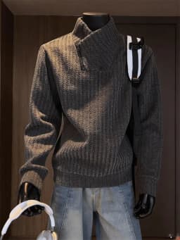 Thickened Stand Collar Sweatshirt Men's Casual Style Inner Wear Base Shirt Heavyweight Leisure Top for Autumn Winter