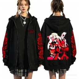 Hazbin Hotel 2026 New Anime 2D Print Hoodie Fun Style Men's and Women's Zip-up Sweatshirt
