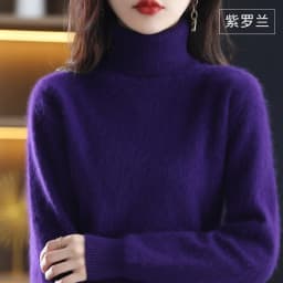 Autumn and winter women's high neck pullover 100% pure mink cashmere sweater knitted soft fashion warm women's clothing