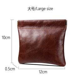 3 Size Options Genuine Leather Squeeze Coin Purse, Automatic Closing Jewelry Pouch, Multi-Size Mini Storage Bag for Small Items