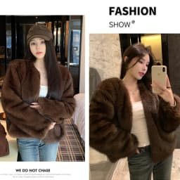 ZAROY 2027 Winter Faux Fox Fur Coat Chic Women Brown Luxury Fluffy Soft Warm Fur Jacket Fashion Colarless Cardigan Fur Outerwer