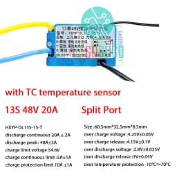 10S 36V 13S 48V 15A 20A Li-ion Lithium Ion Battery Protection Board Common Split Port BMS Temperature Sensor Heat Sink Separated