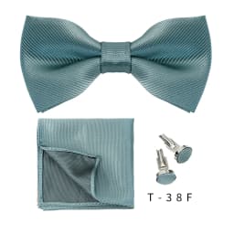 Solid Bowtie Pocket Square Cufflinks Set Business Men Neck 3pcs Bow Ties Handky Cufflinks Set Pocket Handkerchiet Accessories