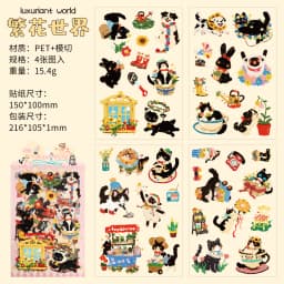Journal GO 4pcs Cute Meow Stickers for Scrapbook Collage Junk Journal Decoration Lovely Cats Greeting Card Album Planner Sticker