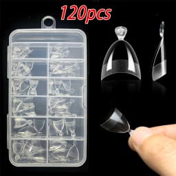 120/240pcs Short Almond Half Matte False Nail Tips 12 Size Clear Square Short Almond Soft Gel Nail Tip Full Cover Nail Extension