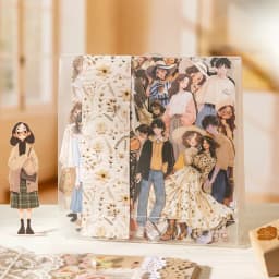 100pcs Cute Characters Sticker PET Junk Journal Material Girl Life DIY Scrapbooking Card Collage Stationery Decals