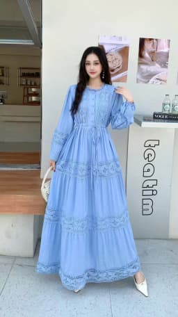 Retro Ladylike Light Purple Lace Splicing Long Sleeve Women's Dress Slimming Waist Design Elegant Floor-length Gown